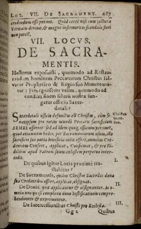 VII. Locus. De Sacramentis.