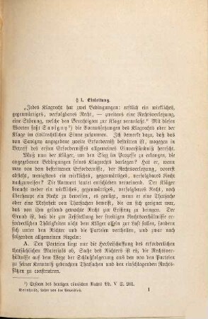 Die Lehre von dem Klaggrunde, den Einreden und der Beweislast : mit besonderer Rücksicht auf die Reichscivilprozeßordnung und den Entwurf eines neuen bürgerlichen Gesetzbuchs für das deutsche Reich