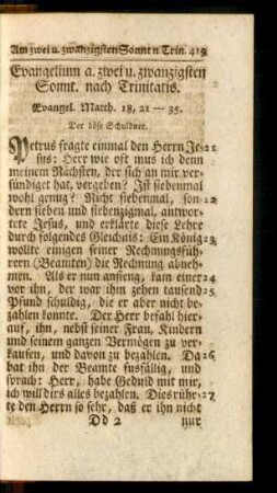 Evangelium a. zwei u. zwanzigsten Sonnt. nach Trinitatis