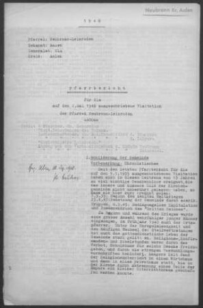 Neubronn-Leinroden: Pfarrberichte 1948