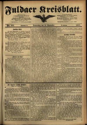 Ausgabe vom Donnerstag, den 19. September 1907.