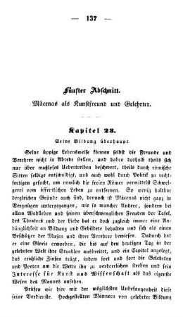 Fünfter Abschnitt. Mäcenas als Kunstfreund und Gelehrter.