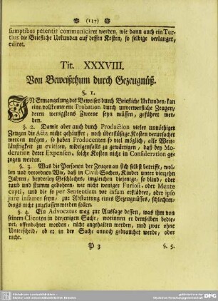 Tit. XXXVIII. Von Beweißthum durch Gezeugnüß
