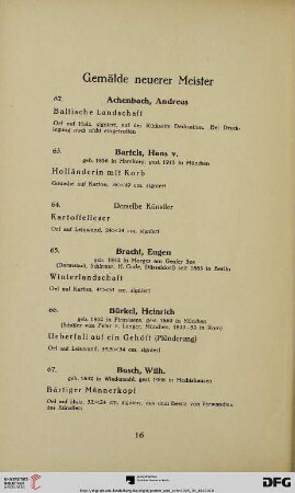 Gemälde neuerer Meister (Nr. 62-134f)