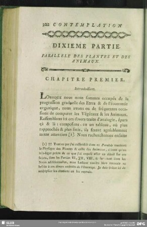 Dixieme Partie. Parallele Des Plantes Et Des Animaux
