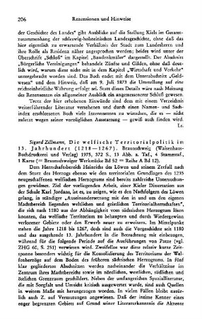 Zillmann, Sigurd :: Die welfische Territorialpolitik im 13. Jahrhundert, 1218 - 1267, (Braunschweiger Werkstücke, 52), (Braunschweiger Werkstücke, Reihe A , 12) : Braunschweig, Waisenhaus-Buchdruckerei und Verlag, 1975