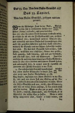 Das 33. Capitel. Von dem Nasen-Gewäschse, polypus narium genannt.