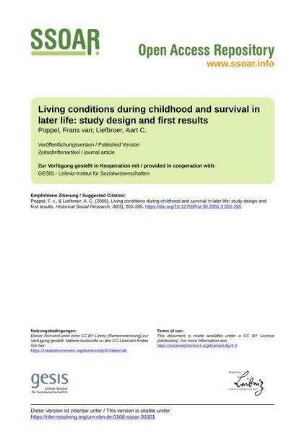 Living conditions during childhood and survival in later life: study design and first results