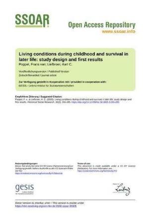 Living conditions during childhood and survival in later life: study design and first results