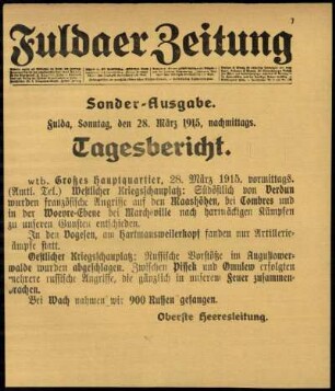 Ausgabe vom Sonntag, den 28. März 1915.