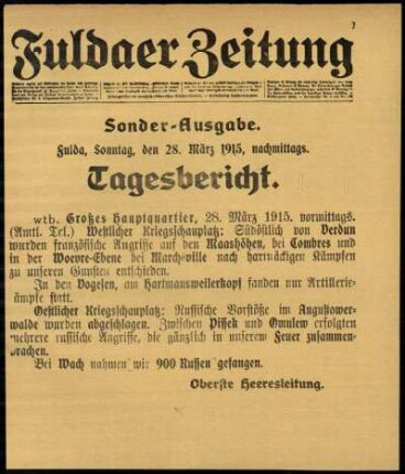 Ausgabe vom Sonntag, den 28. März 1915.