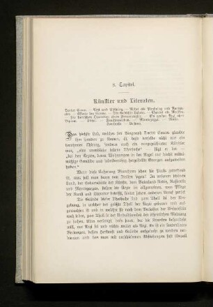 8. Capitel. Künstler und Literaten.