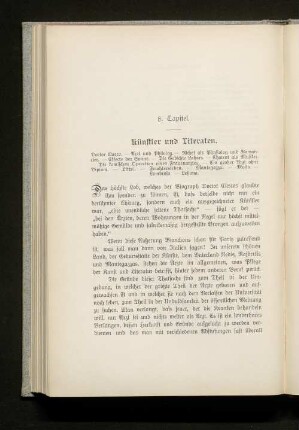 8. Capitel. Künstler und Literaten.
