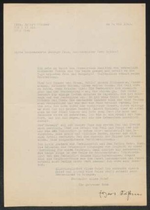 Brief von Erhart Kästner an Margarete Hauptmann und Gerhart Hauptmann