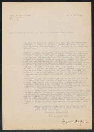 Brief von Erhart Kästner an Margarete Hauptmann und Gerhart Hauptmann