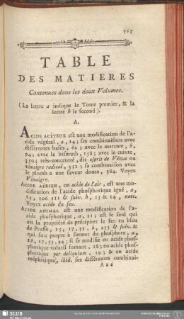 Table Des Matieres Contenues dans les deux Volumes