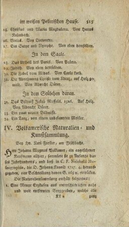 IV. Volkamerische Naturalien- und Kunstsammlung