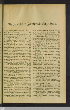 Alphabetisches Fernsprech-Verzeichnis