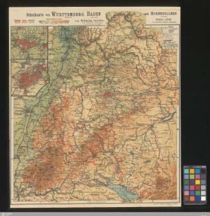 Schulkarte von Württemberg, Baden und Hohenzollern