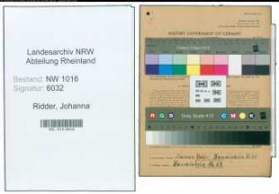 Entnazifizierung Johanna Ridder , geb. 09.02.1897 (Geschaeftsfrau)