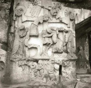 Relief mit Kreuzabnahme : Relief mit Kreuzabnahme. Stein (1115-1127). Externsteine im Teutoburger Wald