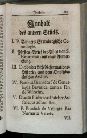 Innhalt des andernStücks.