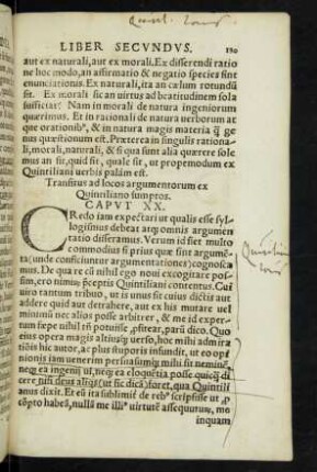 Transitus ad locos argumentorum ex Quintiliano sumptos. Caput XX.
