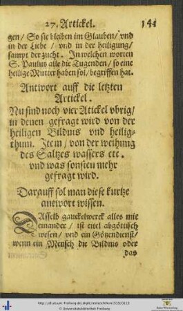 Auff die letzten Artickel