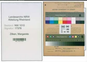 Entnazifizierung Margarete Zilken , geb. 25.12.1887 ()