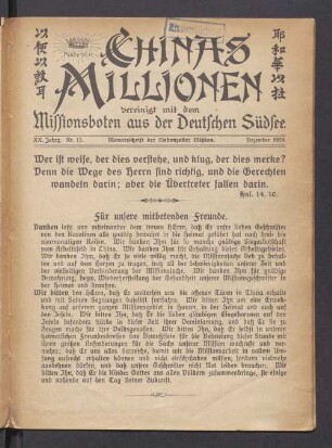 XX. Jahrg. Nr. 12. Dezember 1919
