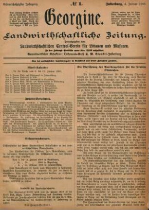 Achtundsechzigster Jahrgang. No. 1. Insterburg, 4. Januar 1900.
