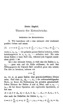 Erstes Kapitel. Therorie der Kettenbrüche.