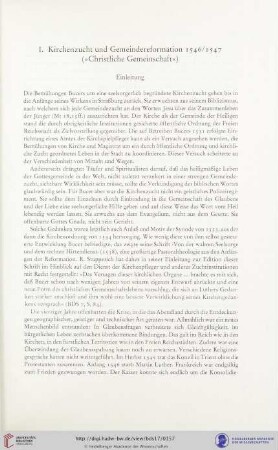 I. Kirchenzucht und Gemeindereformation 1546 / 1547 ("Christliche Gemeinschaft")