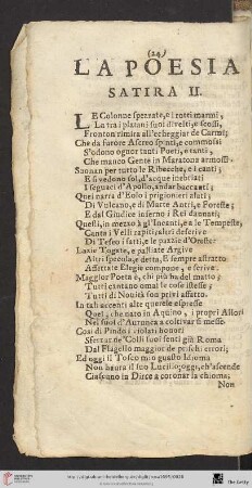 La poesia: Satira II.