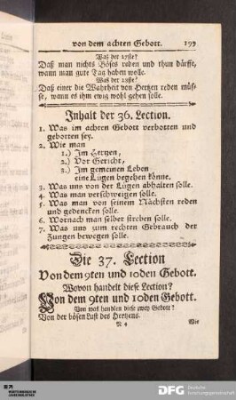 Die 37. Lection Von dem 9ten und 10den Gebott.