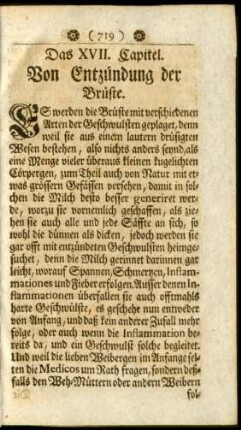 Das XVII. Capitel. Von Entzündung der Brüste.