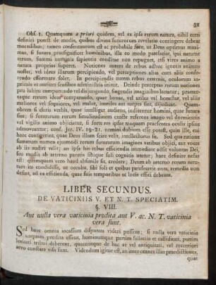 Liber Secundus. De Vaticiniis V. Et N. T. Speciatim.