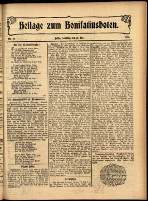 Zweite Ausgabe vom Sonntag, den 10. Mai 1908.