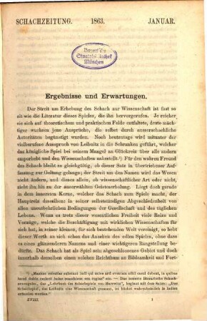 Schachzeitung. 18. 1863