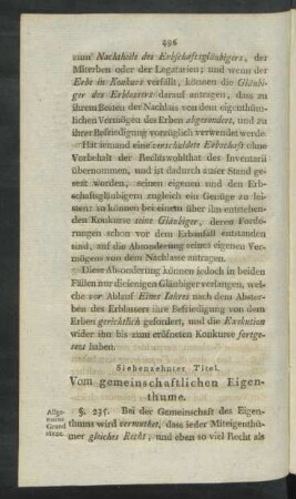 Siebenzehnter Titel. Vom gemeinschaftlichen Eigenthume