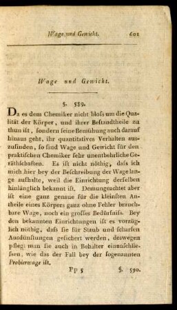 Wage und Gewicht.