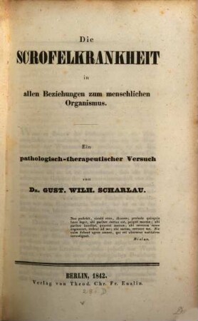 Die Skrofelkrankheit in allen Beziehungen zum menschlichen Organismus