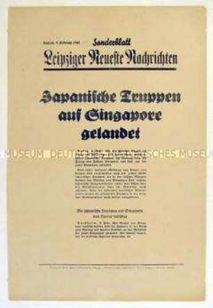 Sonderblatt der "Leipziger Neuesten Nachrichten" zum Kriegsverlauf in Ostasien