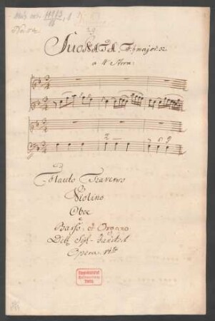 Quartette; fl, ob, strings, cemb; F-Dur; op.6