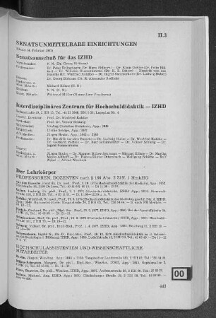 II.3 Senatsunmittelbare Einrichtungen