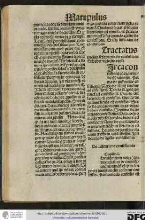 Tractatus tertius secunde partis de confessione, et habet undecim capitula.
