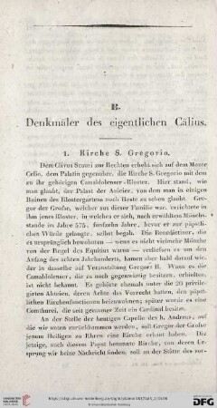 B. Denkmäler des eigentlichen Cälius