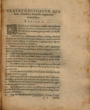 Theses de rerum divisione, qualitate, dominio et modis acquirendi naturalibus