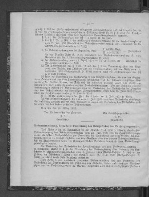 Bekanntmachung, betreffend Vertretung des Reichsfiskus im Versorgungswesen.