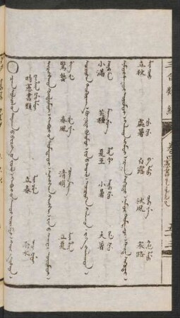 Čaγ ularil-un toγan-u bičig-ün jüil [Caq vularil uv tuqav u bicig] = 時憲書類